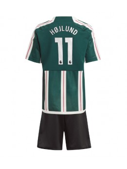 Otroški Nogometna dresi replika Manchester United Rasmus Hojlund #11 Gostujoči 2023-24 Kratek rokav (+ hlače)